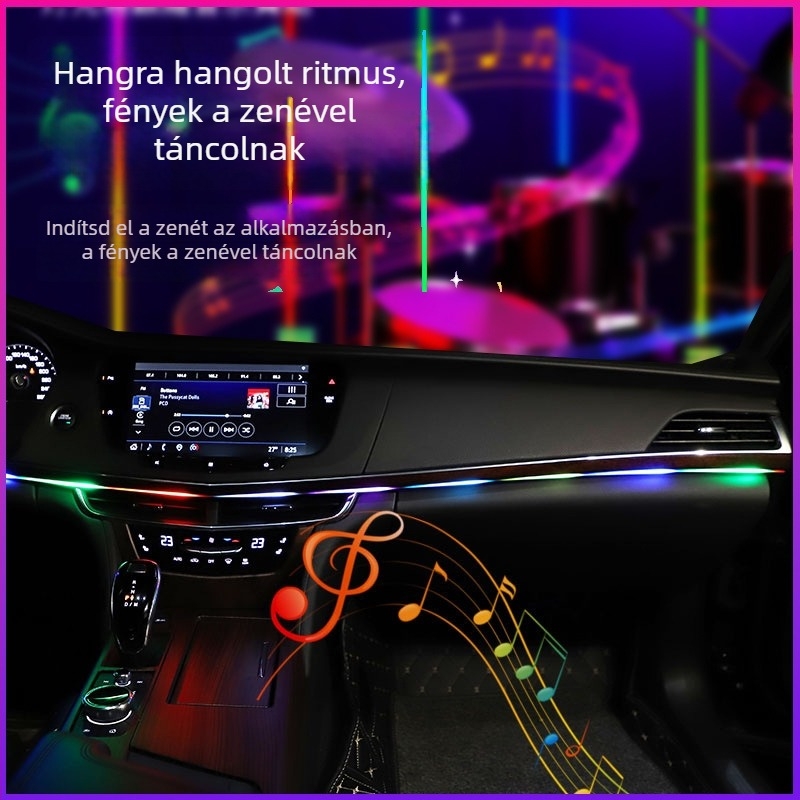 LED belső autóvilágítás USB tápegyséssel, hangérzékelős ritmus mód, műszerfal/középkonzol, Calaite 002