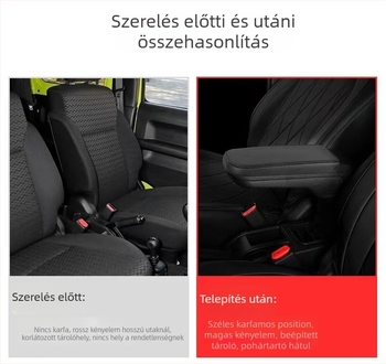 Suzuki Jimnyhez központi kartámasz tároló – modell f4, műanyag, testre szabható, telepítési támogatás