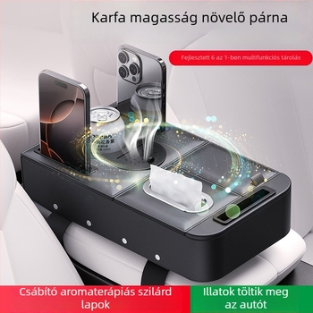 Autó középső kartámasz rendező – bőr, univerzális kompatibilitás, tömeg 500 g, Öt az egyben tárolás