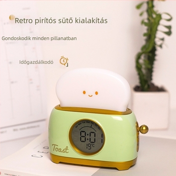 Éjszakai fény és ébresztő beépített újratölthető akkumulátorral, állítható fényerő, ABS burkolat, rajzfilmszerű stílus