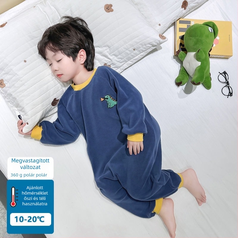 Téli plüss dinoszauruszos baba-pizsama lábbal