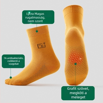 Grafén gyerek zokni a növekedéshez, ősz-tél, meleg, lélegző, antibakteriális, kopásálló, egyszínű