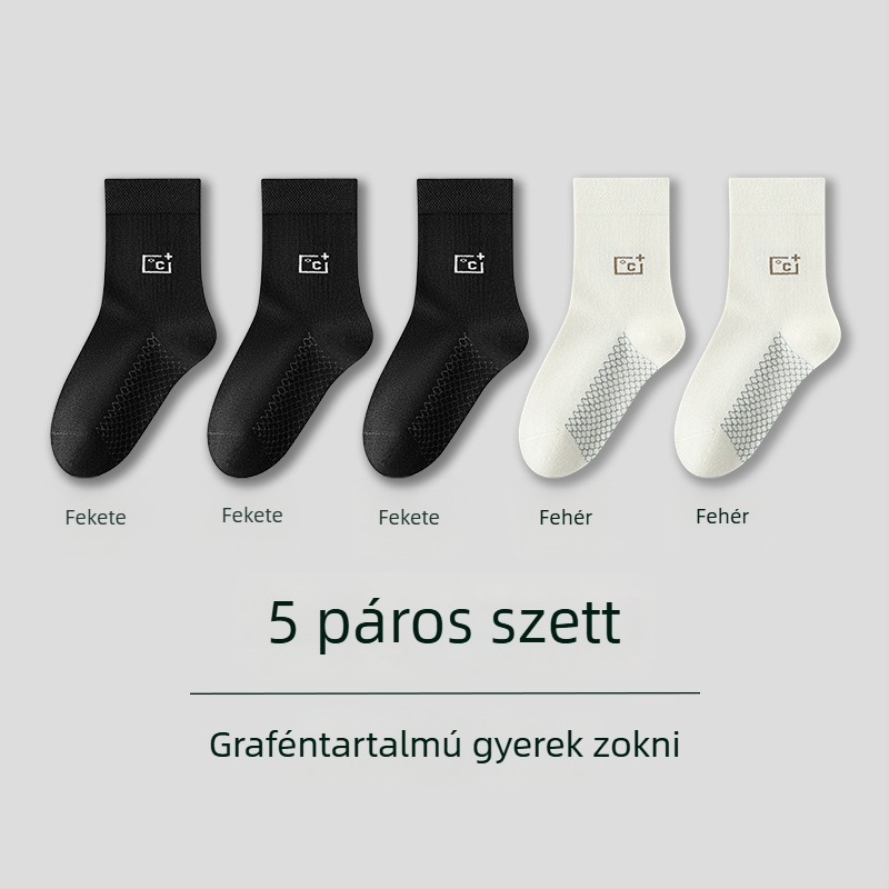 Grafén gyerek zokni a növekedéshez, ősz-tél, meleg, lélegző, antibakteriális, kopásálló, egyszínű