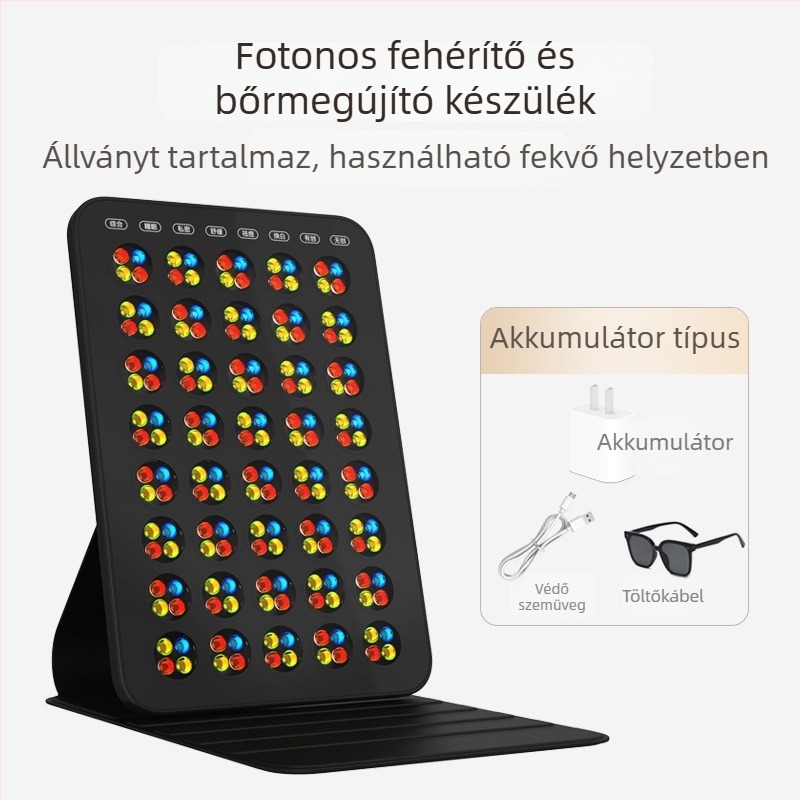 LED arcbőr-fényterápiás eszköz kék és piros fénnyel, otthoni használatra, hordozható, beépített 2000–4000 mAh akkumulátor, IPX4 vízálló, bőrfehérítés és megújulás