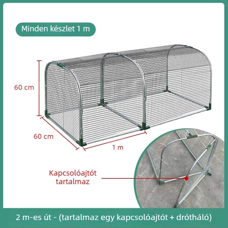 Tunel típusú szabadon tartott csirkeól és nyúlketrec fémhálóval