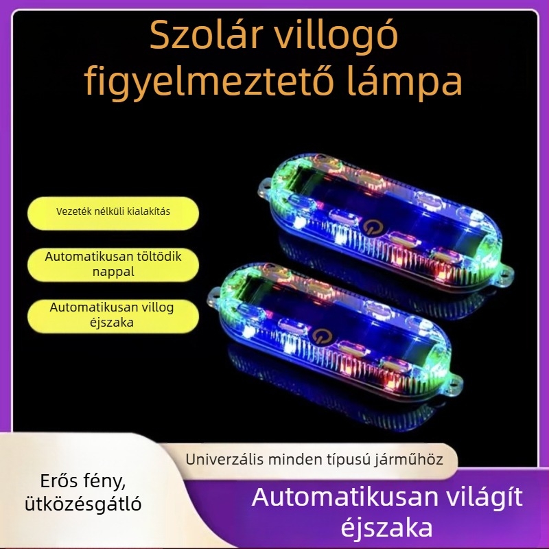 Napelemmel működő LED hátsó lámpa motorkerékpárhoz és elektromos járművekhez, színes villogó figyelmeztető fény, vezeték nélküli telepítés