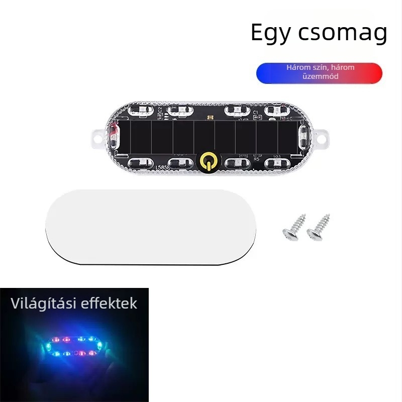 Napelemmel működő LED hátsó lámpa motorkerékpárhoz és elektromos járművekhez, színes villogó figyelmeztető fény, vezeték nélküli telepítés