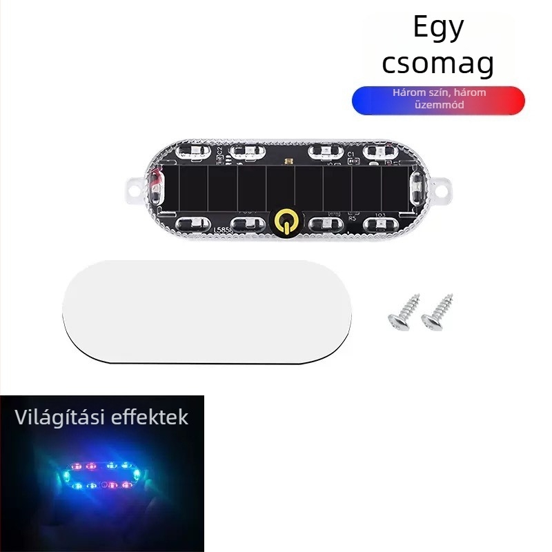 Napelemmel működő LED hátsó lámpa motorkerékpárhoz és elektromos járművekhez, színes villogó figyelmeztető fény, vezeték nélküli telepítés