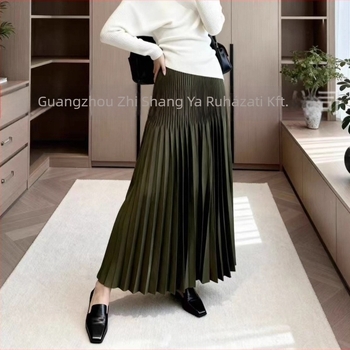 Midi szoknya - Egyszínű chiffon, 95% poliészter, hosszú fazon, elegáns irodai stílus