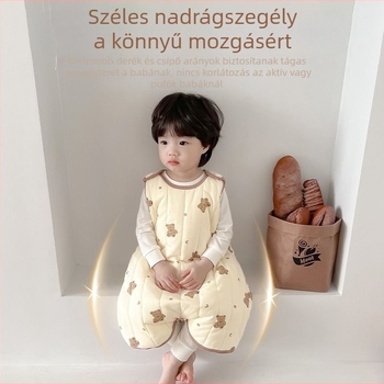 Téli ujjatlan gyerek alvózsák, mellény-stílusú quilt dizájn, vast töltet, külső 100% pamut, belső kasmírtöltés, friss és csajos stílus