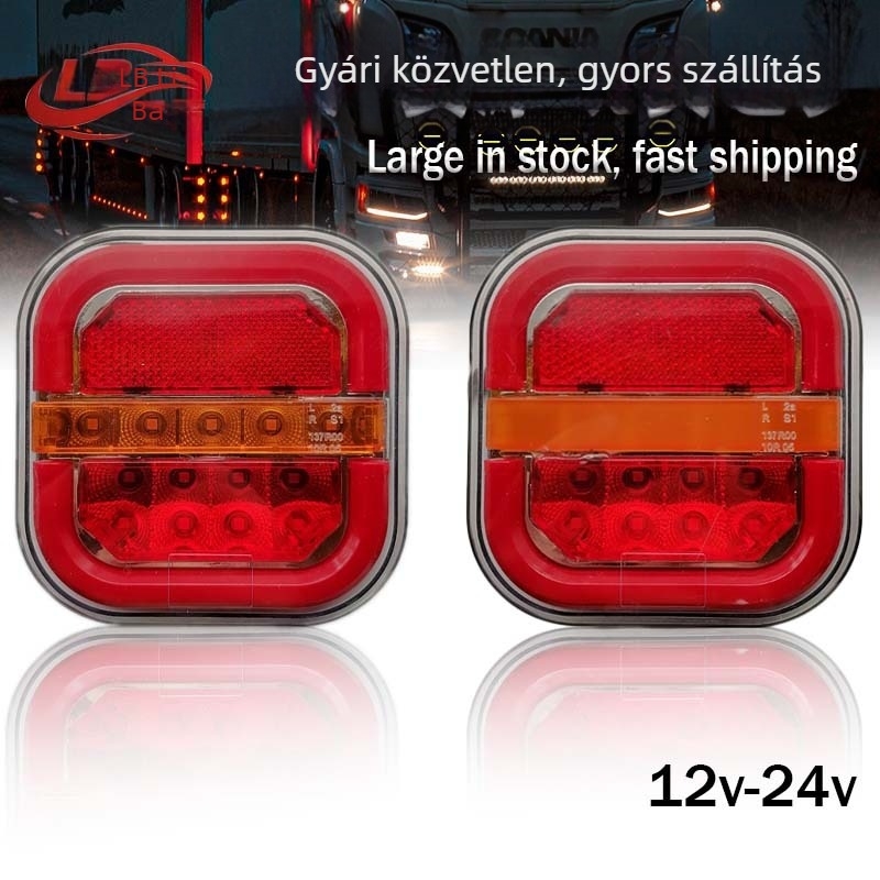 24V LED soros hátsó világítás teherautókhoz - négyszögletes forma, oldalsó fény és szélességjelző