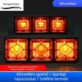 LED hátsó lámpa – nagy háromlámpás modell, négyzetes/gyémánt alakú, műanyag ház, alkalmas utánfutóra és teherautóra
