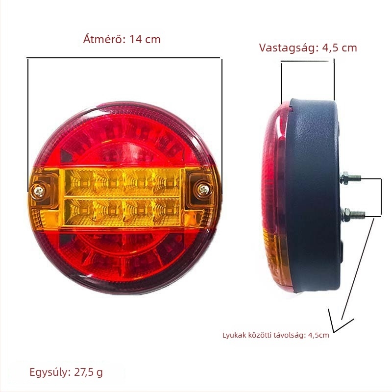 Autó hátsó lámpa, LED burger fény, 12/24V, 5,5W, 300lm, LED, 6000K