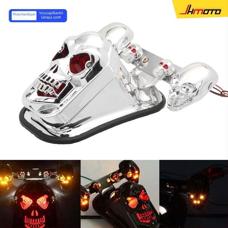 Motorkerékpár hátsó lámpa koponya mintával, univerzális kompatibilitás — WD-654, 5W, 12V LED-ek