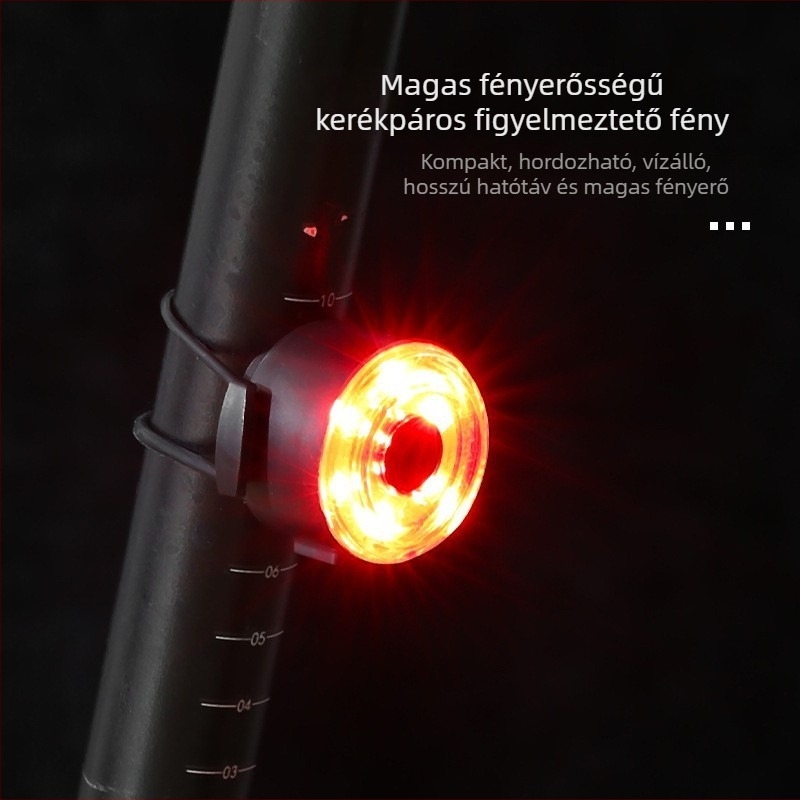 Kerek hátsó kerékpár lámpa - USB újratölthető, kompatibilis a mountain bike-kal, nagy fényerő, éjszakai közlekedésre