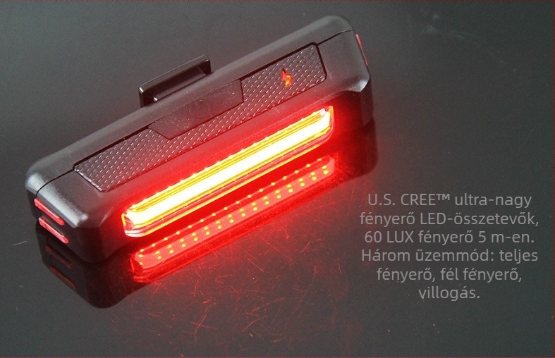 Kerékpár hátsó lámpa 2261, USB-töltésű, figyelmeztető lámpa hegyi kerékpárhoz