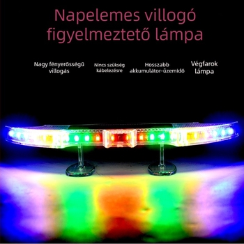 Napelemes hátsó figyelmeztető LED fény, vezetékek nélküli, többszínű strob, univerzális típus