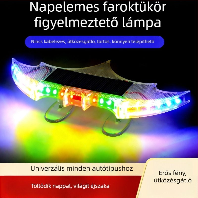 Napelemes hátsó figyelmeztető LED fény, vezetékek nélküli, többszínű strob, univerzális típus