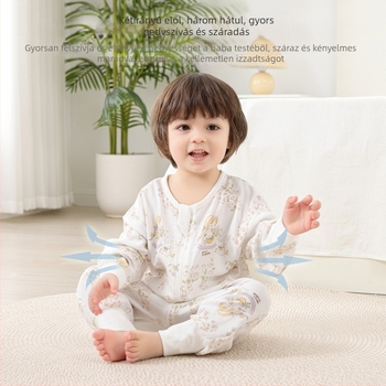 Gyerekeknek széttett lábú alvózsák – pamut-bambusz anyag, bambusz pamut bélés, töltet nélkül, nylonos cipzár, mintás rajzfilm