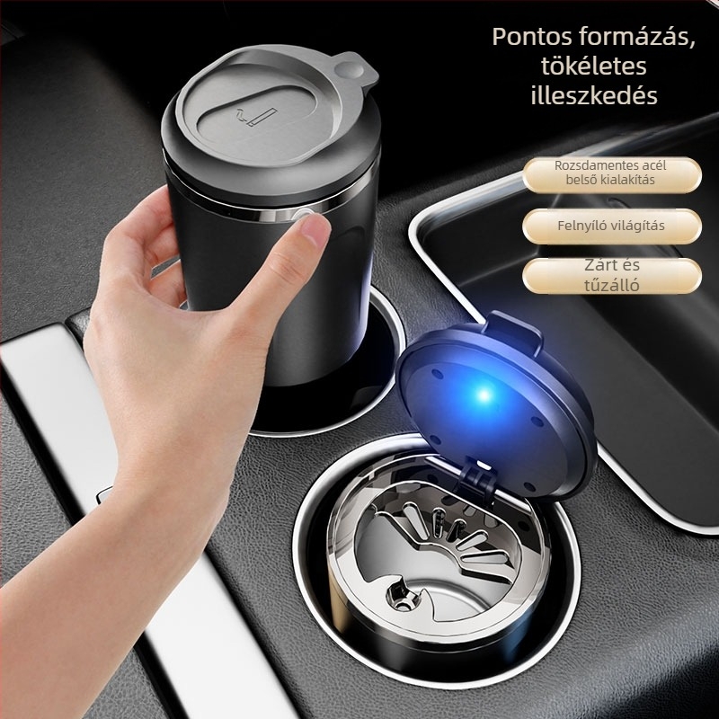 Autó hamutál fedéllel, fém szerkezet, modell 656t-11, autós kiegészítő