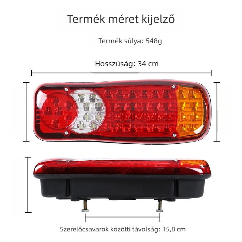 LED hátsó lámpa teherautóhoz, 12V, 13.8W, 2835 LED-ek, 12500 lm, 8700K