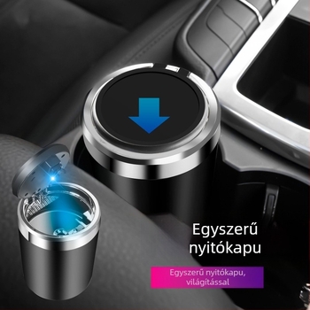 Autó hamutartó, fém kivitel, LED világítás, magas lángtűrő képesség, modell 1091