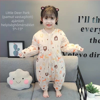 Vastag pamut alvózsák babáknak és kicsiknek, szétválasztható lábakkal a rúgások megelőzésére, állatmintás, belső bélés 100% pamut, töltet tiszta pamut