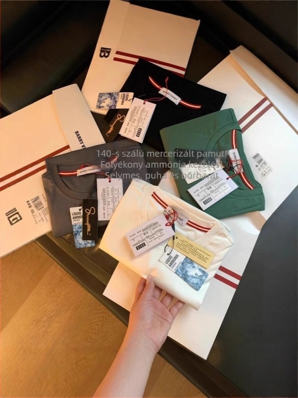 Férfi rövid ujjú T‑shirt kerek nyakkal, 3D betűs hímzés, pamut 96%+, 300 g/m²