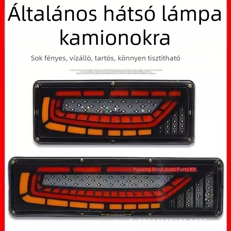 LED hátsó lámpa teherautóhoz, PS ház, 12–24V, kompatibilis traktorkamionhoz