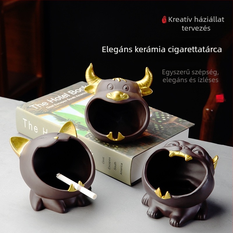 Kerámiából készült cartoon kutya hamutál, Dehua Ceramics, Dehua megye; cartoon stílus; logó nyomtatva