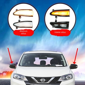 Sárga folyóvízszerű LED index a Nissan Teana, Tiida, Sylphy és Pulsar külső visszapillantó tükréhez