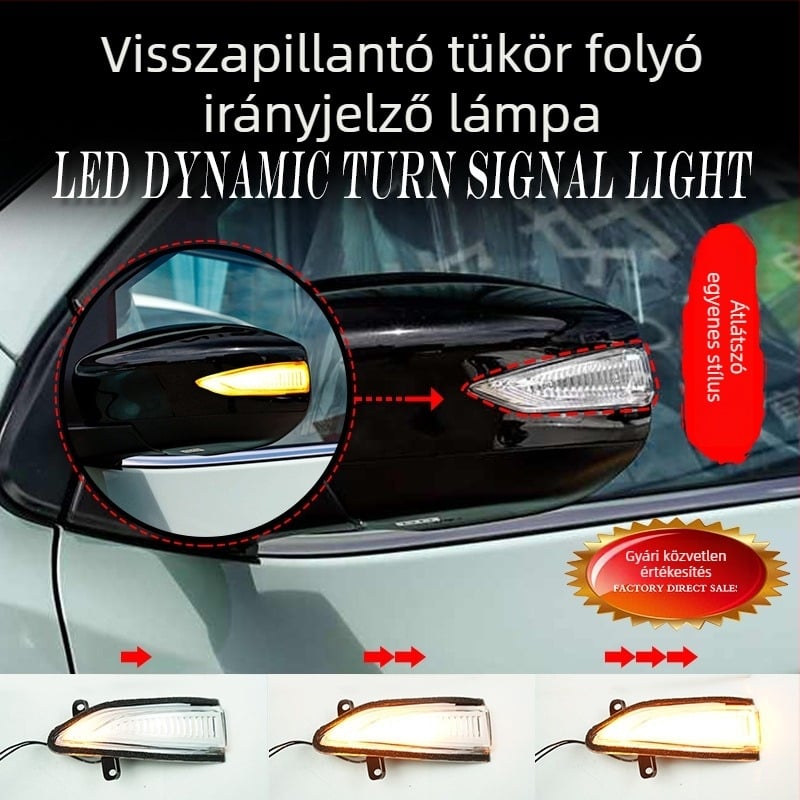 Sárga folyóvízszerű LED index a Nissan Teana, Tiida, Sylphy és Pulsar külső visszapillantó tükréhez