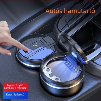 Autókerámia hamutál fedővel és LED világítással, modell 1507, 200 g
