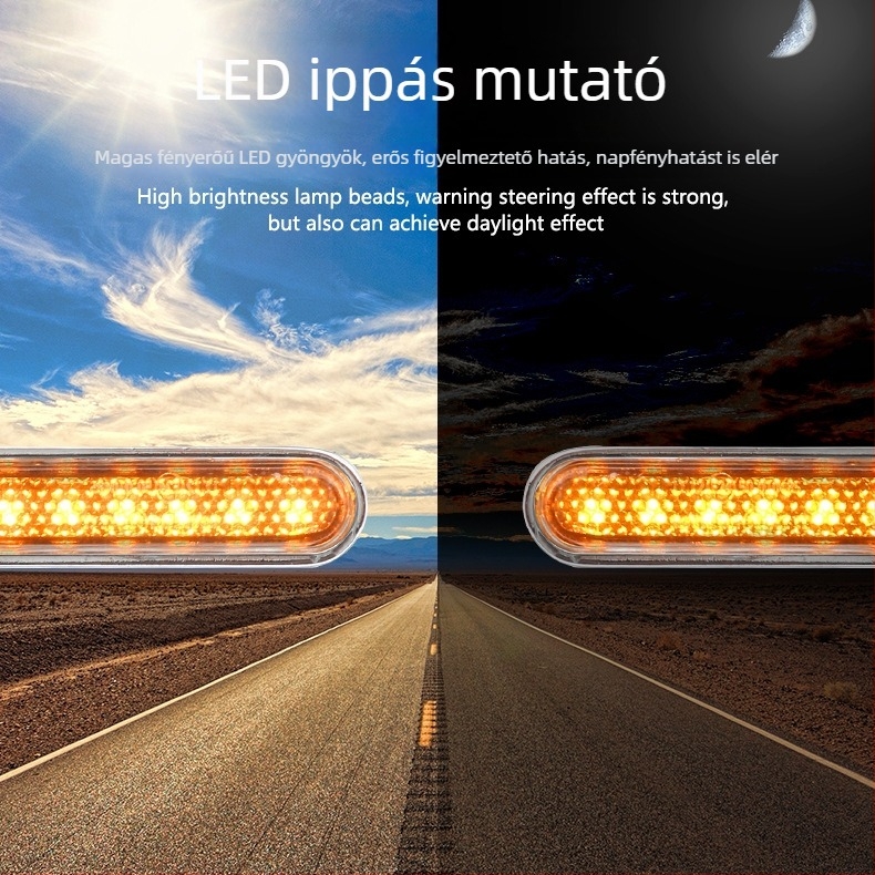 Motorkerékpár kormányra szerelt LED index lámpa – retro mini jelző, 10 LED, 12V, 3W, alumíniumötvözet + akril