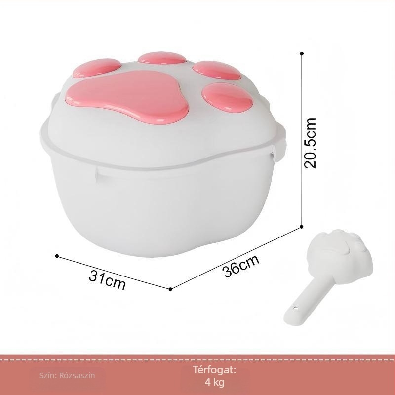 Állateledel-tároló kutyáknak és macskáknak, PP anyag, kapacitás 4-6 kg