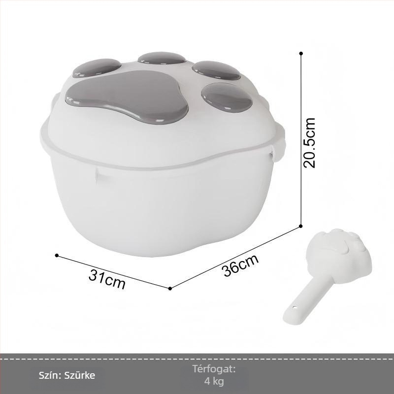 Állateledel-tároló kutyáknak és macskáknak, PP anyag, kapacitás 4-6 kg