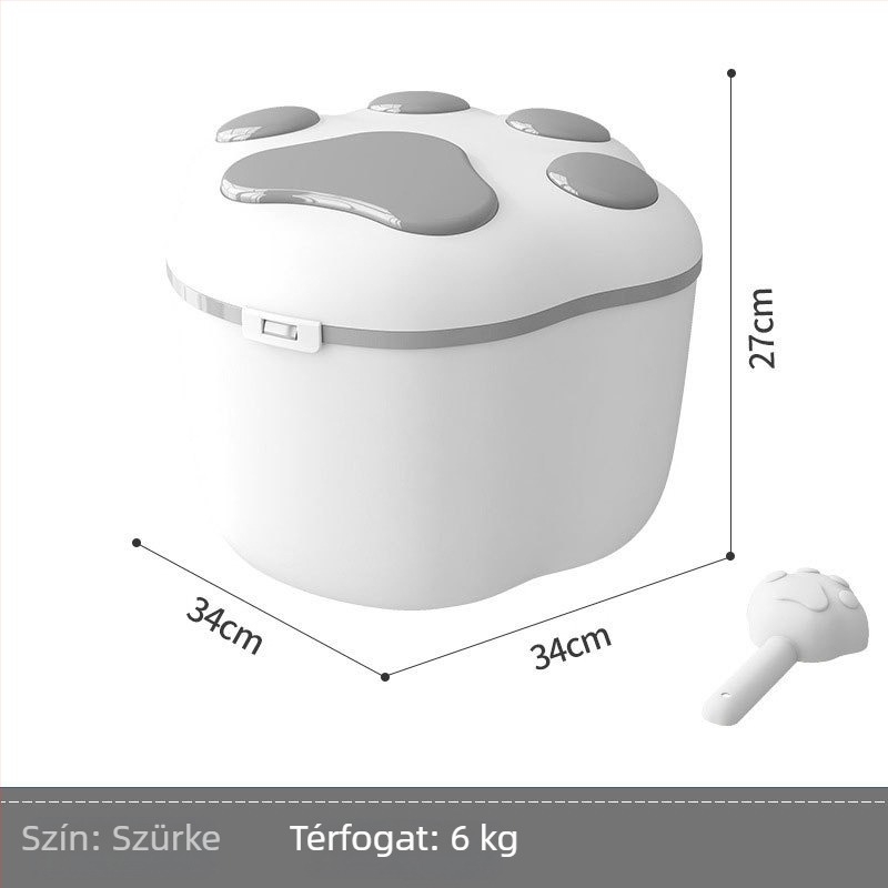 Állateledel-tároló kutyáknak és macskáknak, PP anyag, kapacitás 4-6 kg