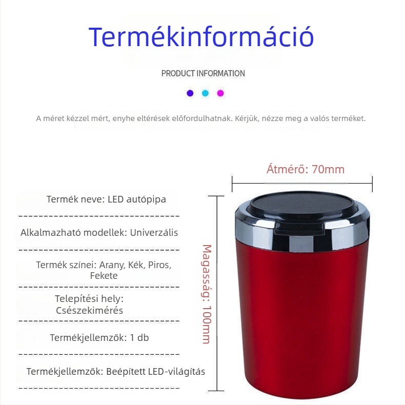 Fém autó hamutartó fedéllel, többfunkciós belső autó kiegészítő, univerzális férfiak számára