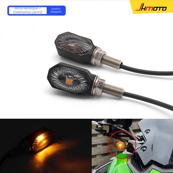 Motorkerékpár irányjelző lámpa, LED, 12V, ZXD-410 modell, műanyag (Modell: ZXD-410; Fényforrás: LED; Feszültség: 12V; Anyag: Műanyag; Kompatibilis modellek: Különböző motorkerékpárok)