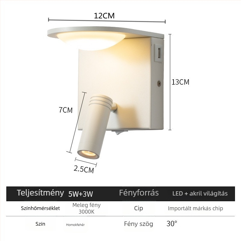 Fali lámpa akril árnyékolóval, LED világítás, modern minimalista stílus (Akril árnyékoló; LED világítás; Modern minimalista stílus; Smart típus 40907275)