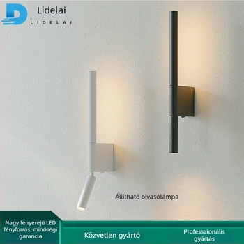 LED falikar az ágy melletti falra, skandináv stílusú, forgó, olvasólámpa
