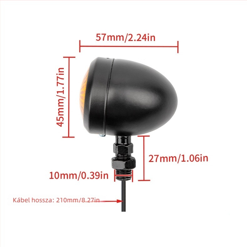 JS Egysoros irányjelző motorkerékpárhoz, Halogén, 12V, 10W, kompatibilis 12V egyhengeres motorokkal