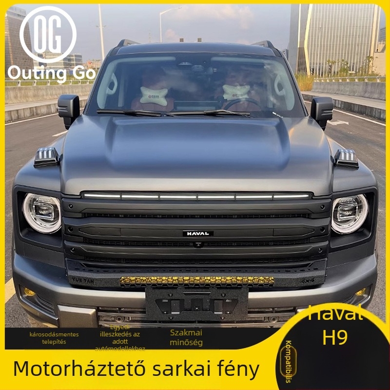Haval H9-hez külső dekoratív világítási kiegészítő – modell fénygrilllel, ABS; motorháztető világítás, áramló IRÁNYJELZŐ, nappali fény