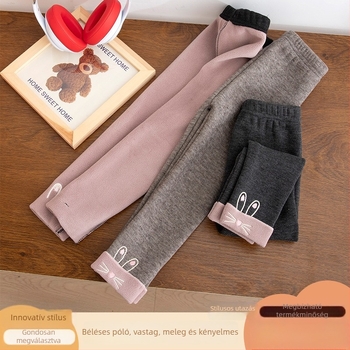 Lányoknak szóló leggings fleece béléssel, 90% poliészter, elasztikus derék, 3–8 éveseknek, ősz–tél