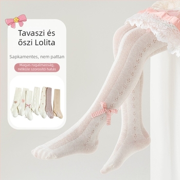 Gyerekeknek készült lányos harisnya: vékony jacquard hálós mintás, lélegző, hímzett, csont nélküli kivitel