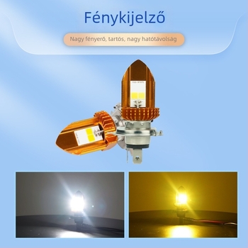 Motorkerékpár LED fényszóró spotlámpa kettős színű beépített világítással, off-road, három érintkezős izzó