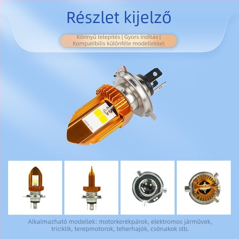 Motorkerékpár LED fényszóró spotlámpa kettős színű beépített világítással, off-road, három érintkezős izzó