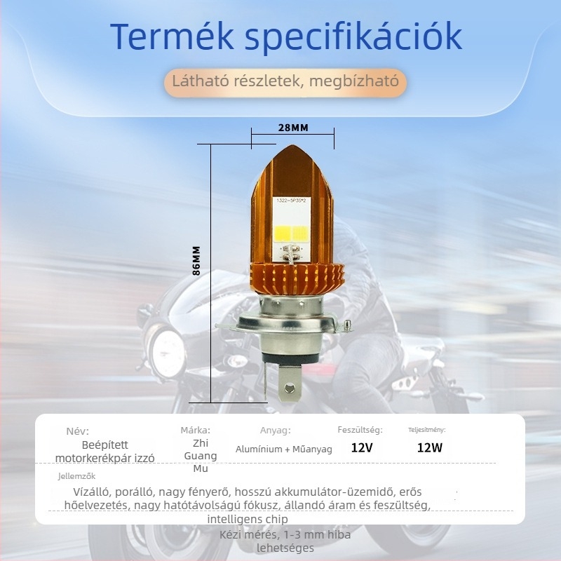 Motorkerékpár LED fényszóró spotlámpa kettős színű beépített világítással, off-road, három érintkezős izzó