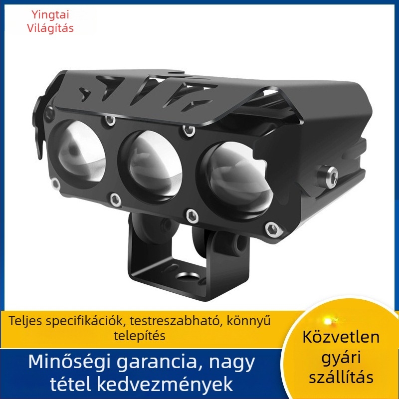 Három-diódás LED motorkerékpár reflektor, IP67, 36W, 8-80V, alumínium ház, LED 3570