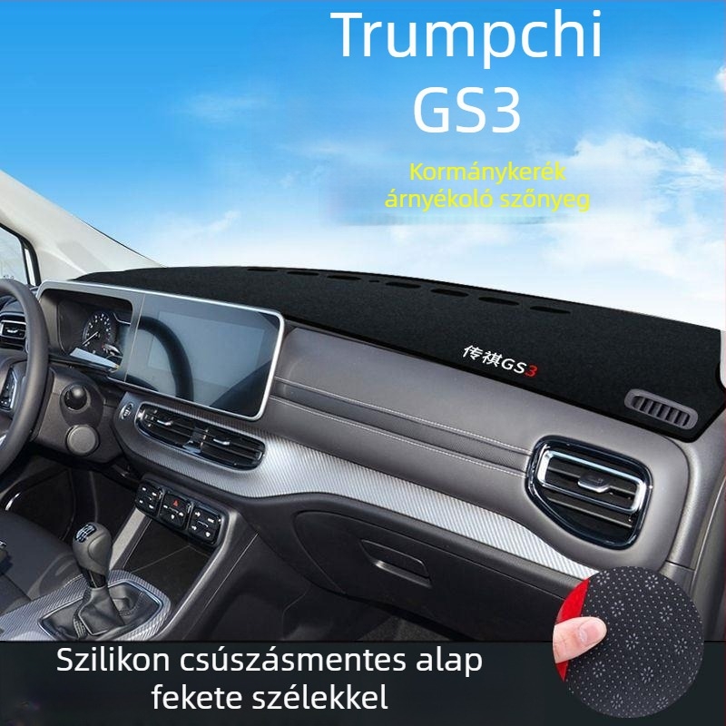 Műszerfal tükröződésmentes párna Trumpchi GS3/GE3 — dekoratív műszerfal burkolat, poliészter, márka logó
